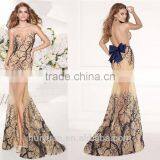 Sexy Backless Bow-knot Low Cut Bridesmaid Dresses Side Slit thumbnail-4