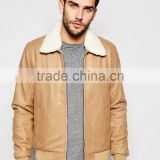 2016 Men's Wool Jacket With Faux Shearling Collar In Camel