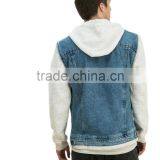 Wholesale China Fashion Hooded Mens Jersey Sleeve Denim Jacket thumbnail-2