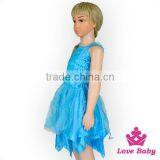 Fashion Baby Girls Plain Blue Halter Sleeveless Ruffle Tutu Little Kids Party Wear Dress thumbnail-1