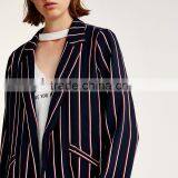 2017 SIMPLE STYLE Ladies Long Casual Striped Blazer Coat thumbnail-5