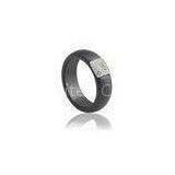 Rhodium Plated Ceramic Silver Ring Black With Crystal Diamond , CSR0165 thumbnail-1