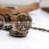 Vintage Round Hollow out Letters DAD Pocket Watch Sweater Necklace