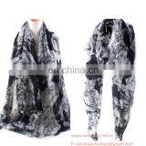 Wholesale Fashion Begonia Flowers Printed Joker Tippet Voile Scarf thumbnail-3