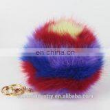 Wholesale Customized Colorsul Fluffy Faux Fur Pom Poms Ball Keychain Pom Pom Ball Pendant for Woman Cellphone/handbag/hats/Car thumbnail-3