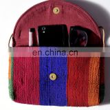 Indian 2017 Handmade Beautiful Chindi Stripe Shoulder Clutch Bag Hippie Throw Sling Women Purse