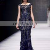 2017 B5427 Navy Color Halter Net Fabric Beaded Evening Dresses & Wedding Dresses thumbnail-1