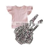 Floral Ruffle Bloomer Baby Girls Set Ribbed Cotton Girls Clothes Outfits