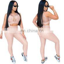 Clothing Wholesale Custom Skinny See-through Sexy Sleeveless Yoga Sports Suit Fashion Trend Vest Trousers Suit thumbnail-2