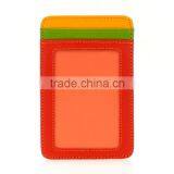 Vertically Genuine Leather Transparent Window Colorful ID Credit Card Holder or Business Name Card Case Pocket Wallet thumbnail-6