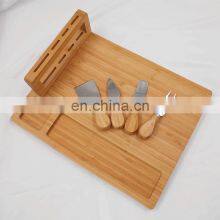 Premium Quality Bamboo Cheese Charcuterie Board Set With 4 Cutlery Set thumbnail-5