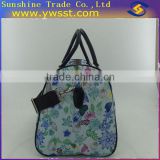 blue colorful flower printed folding travel bag
