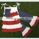 USA July 4th Wholesale Children's Boutique Clothing Set Baby Clothes Infant Girls Patriotic Clothing Sets thumbnail-3