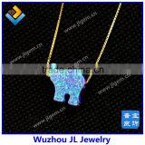 Hot Sale Synthetic Opal Elephant Pendant With Fashion S925 Sterling Silver Chain Necklace thumbnail-3