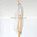 Women Lace Bow Back Summer Tshirt Blouse With Pockets thumbnail-2