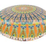 Indian Mandala Floor Cushions Round Ombre Large Pillow Cover Decorative Throw Pillows Pom Pom Roundie Boho Outdoor Cushion Cover