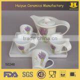 Ceramic Tea Set and Water Cup With Decal Printing, Tea Set thumbnail-4