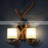 Rural Style Resin Antler Deer Horns II W/2 Head Wall Lamp thumbnail-3