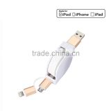 2 in 1 Charge and Sync Authorized Mfi Manufacturer Retractable USB Cable for iPhone 6