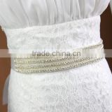 175*4cm iron on rhinestone trim bridal sash