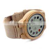 China 100% Genuine Leather Band Watch Japan Movement Wood Watch thumbnail-3