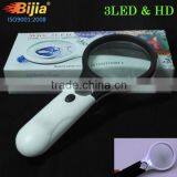 2X95mm 45X22mm 3 LED Lights High Definition Low Vision Illuminating Magnifier thumbnail-4