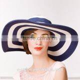 2016 New Fashion Summer Large Brim Beach Sun Womens Hats Ladies Black and White Stripes Floppy Straw Hat thumbnail-4