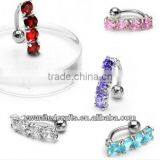 CZ GEM TOP DOWN BELLY NAVEL RING REVERSE 5 COLOR