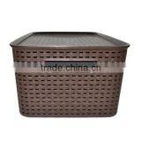 Simple Storage Box For Dirty Clothes Plastic Rattan Storage Basket With Lid thumbnail-5