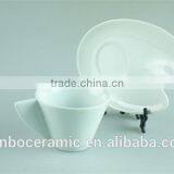 White Stock Cafe Cup and Saucer, Mini Coffee Cup and Saucers With Spoon Factory Cheap Price thumbnail-3
