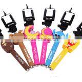 Cute Cartoon Design Handheld Extendable Cable Take Pole Selfie Stick/ Cartoon Monopod thumbnail-1