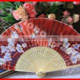 Japanese style bamboo silk fan butterfly print