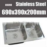 Double Bowl Stainless Steel Drop-In Topmount Kitchen Sink thumbnail-1
