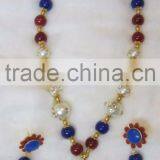 Gold Plated Pearl Beads Pendant Necklace EARRING Set thumbnail-3