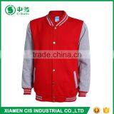 High Qulaity Custom Polyester Cotton Fleece Unisex Plus Size Red Varsity Jacket thumbnail-1
