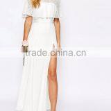 Fame And Partners Bridal Grown Lvory Maxi Split Dress With Lace Sleeves O-Neck For Wedding Party thumbnail-3