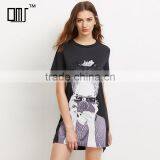 Printed Black Bow Dresses for 15-20 Years Girls Short Sleeve Tee Dress thumbnail-1