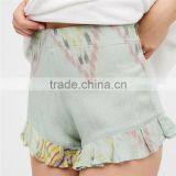 Summer Rayon High Rise Shimmering Cute Boho Ruffle Icing Shorts thumbnail-4