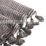 Cotton Polyester Blend Scarves & Wraps Rectangle Brown Tassel Scarf Factory thumbnail-2
