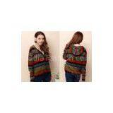 Fancy V Neck Womens Cardigan Sweaters Anti-wrinkle With Multicolored Stripes , Full Sleeves thumbnail-1