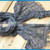 Men and Women's Fashion Linen Solid Colour Crinkle Scarf thumbnail-2
