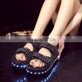 New Design 7colors Light Shoes Comfort Low Platform Womens Summer Plaid USB Charge Led Luminous Sandals Ladies LED Shoes thumbnail-5