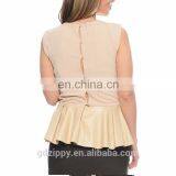 Felling Pretty Peplum Top Beige Ladies Casual Clothes For Summer thumbnail-4