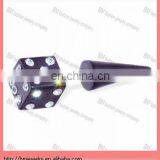 Black Fake Tapers With Jeweled Dice End, 16 Gauge ,titanium Plated ,with Gems Body Piercing Jewelry Rings thumbnail-1