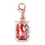 Metal Enamel Bottle Keychain Lobster Clasps Keyring With Colorful Crystal Coke Keychain for Bag Accessories thumbnail-1