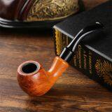 150mm Length Wooden Resin Short Tobacco Pipe With Yelllow Solid Wood Bending Head for Smoking thumbnail-3