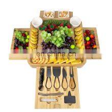 Bamboo Wood Charcuterie Platter Magnetic Slide-Out Drawers Cheese Board Set With Cutlery Knife thumbnail-1