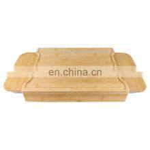 Bamboo Cutting Board With Stainless Steel Trays and Bamboo Lid Large Chopping Board With Non-Slip Pads thumbnail-1