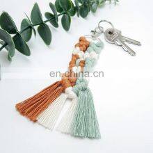 Hot Sale Macrame Keychain Pastel Colors Handmade Woven Bag Charm Boho Rustic thumbnail-4