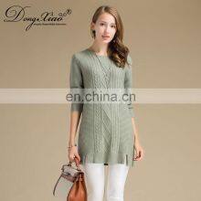 100% Knitted Cashmere Sweater Women Long Thick Crew Neck Casual Style Winter Anti-Wrinkle Anti-Shrink OEM Service Available thumbnail-3